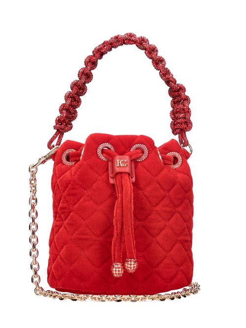 Velvet bag LA CARRIE | NIGHT ED.SMALL BUCKET VELVETROSSO